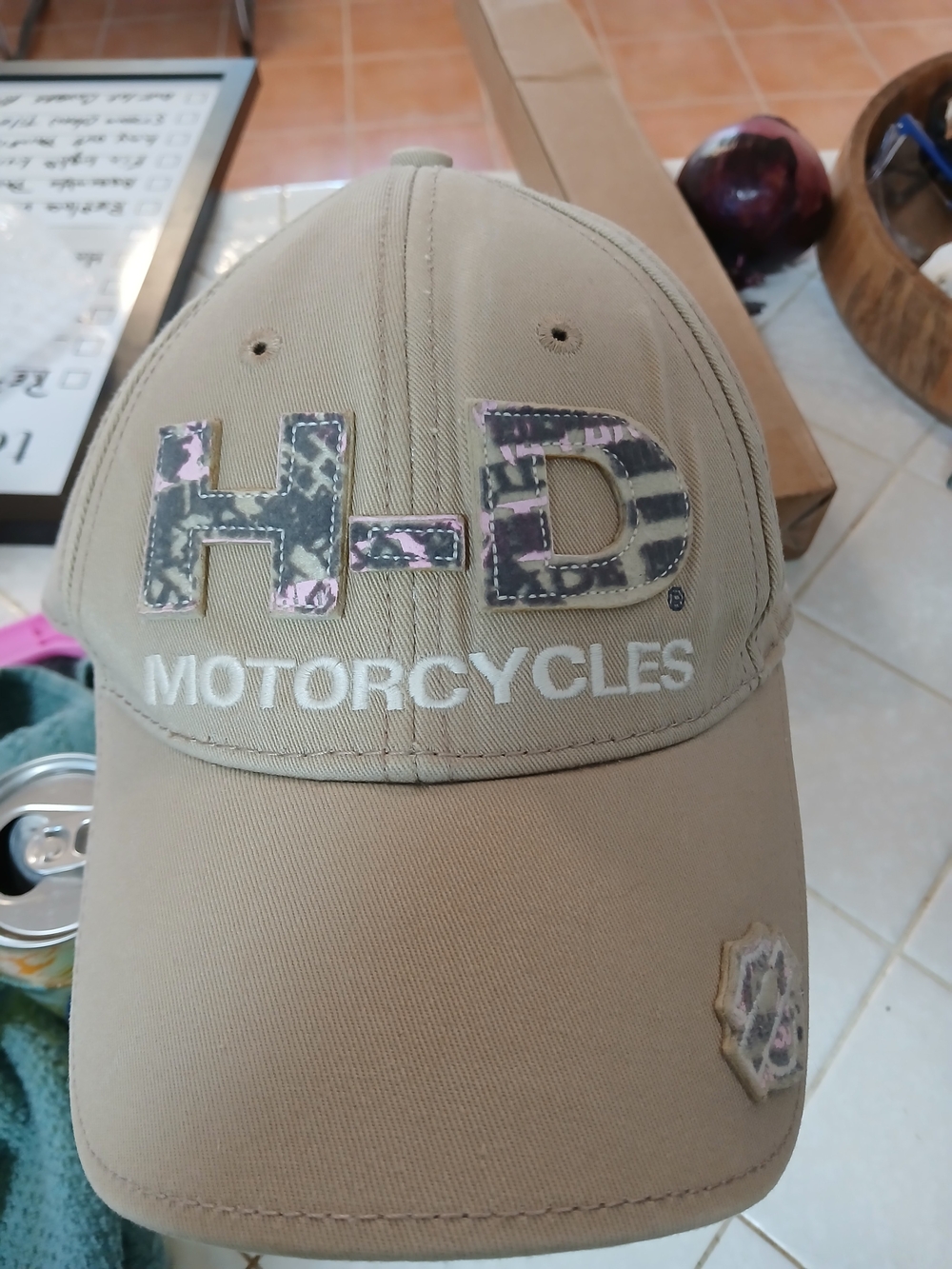 Harley-Davidson Khaki Baseball Cap with Camouflage H-D Patch